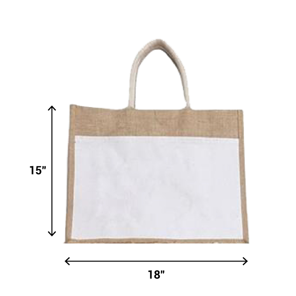 JUTELINE Jute Bag with Zipper Closure, Full Size Front Pocket and Large Handles | Size 18*15*5 inch-2