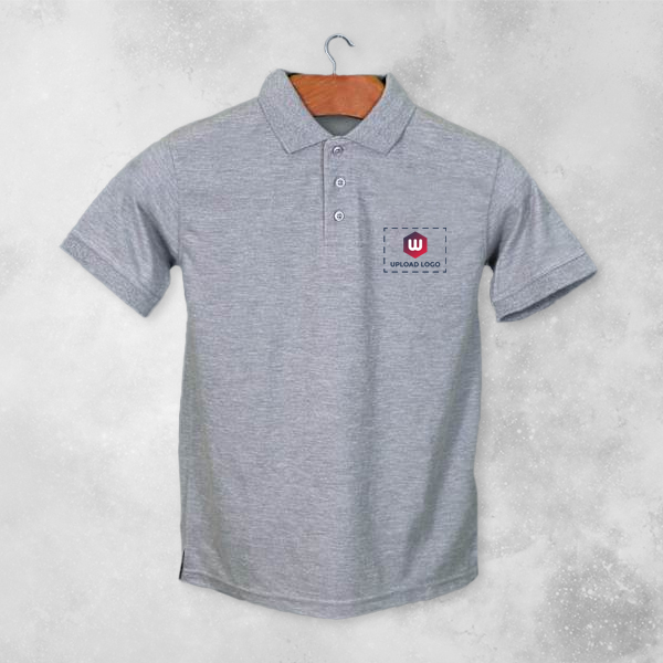 Titlis Polycotton Polo T-shirt for Men (Grey Melange) - Custom Logo Left Chest-3