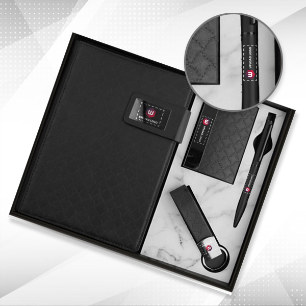 Personalized 4 In 1 Diary Employee Gift Set (Black)