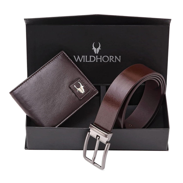 WILDHORN BATSVILLE Leather Wallet & Belt – Premium Gift for Men (Brown)