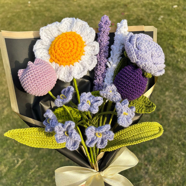 Gorgeous Lavender Crochet Flower Bouquet-1