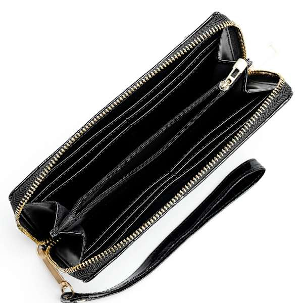 Croco Zipper Women's Personalized Wallet – Midnight Black-2