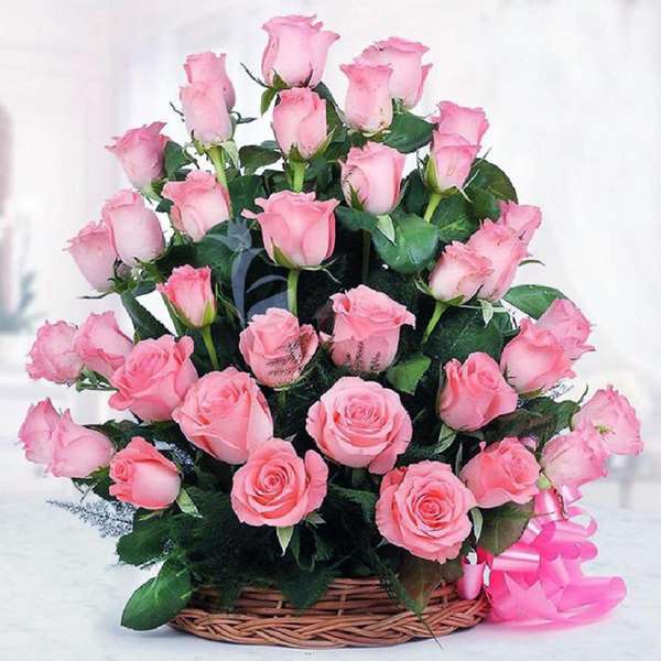 Elegant  Pink Rose Basket