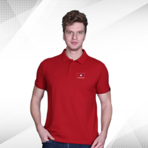 Jacquard Collar Solid - Red T-shirt-0