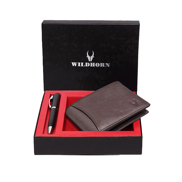 WILDHORN MACON Leather Wallet & Pen Gift Set (Soft Brown)