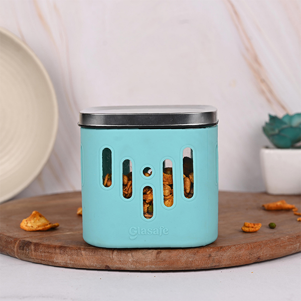 Glasafe THE SNACK COMBO Glass Container with Silicone Sleeve (600ml) 4pcs - Mellow Mist-1