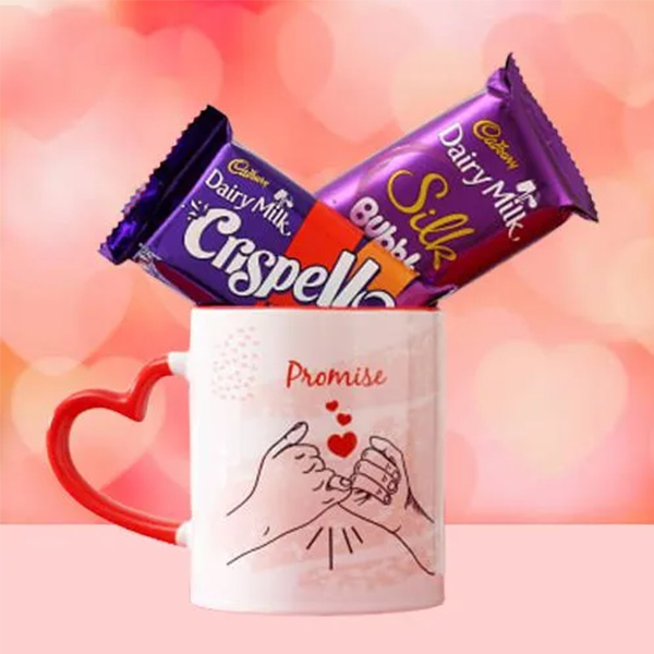 Cadbury Combo with  Red Heart Handle Mug-0