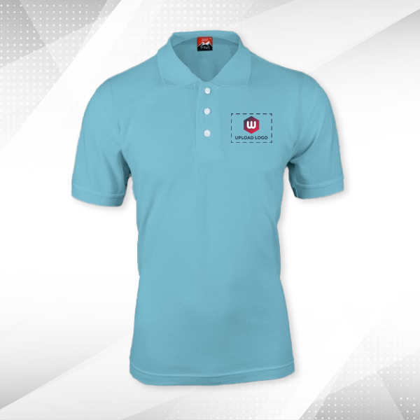 Titlis Polycotton Polo T-shirt for Men (Sky Blue)- Custom Logo Left Chest