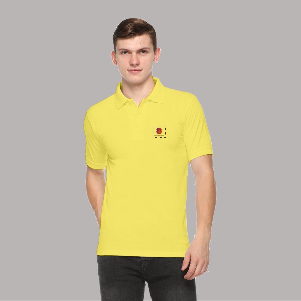 Embroidered FasTees Polo T-shirt for Men (Lemon Yellow)-0