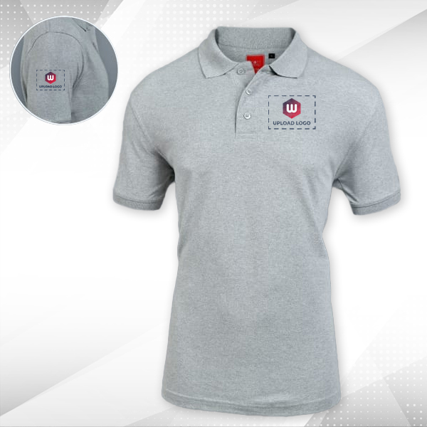 Scott Young Polo T-shirt for Men (Grey Melange) - Custom Logo Left Chest & Right Arm