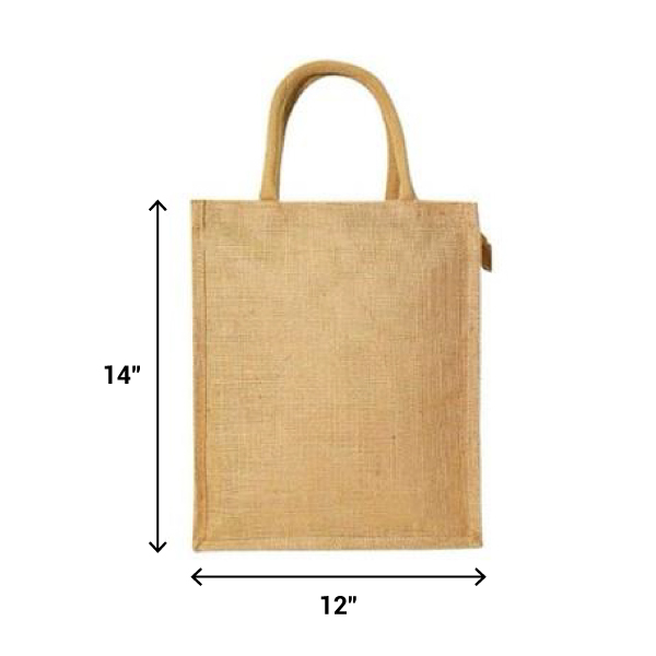 JUTELINE Eco-Friendly Jute Bag | Shopping Bag with Zipper | Size-12*14*5 inch-3