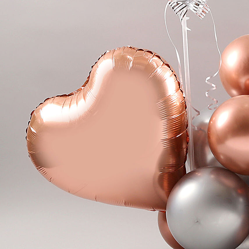 Rose Gold & Silver Charming Anniversary Balloon Bouquet-2