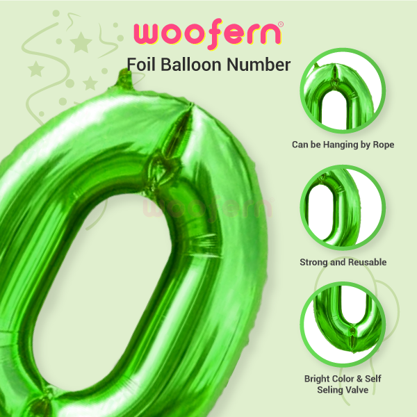 Foil Balloon Number 0 Green 16 inch-3