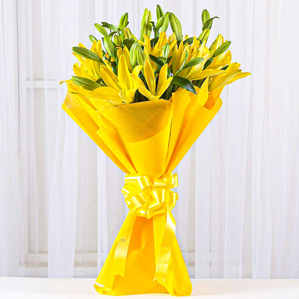 Bright Yellow Lily Bouquet