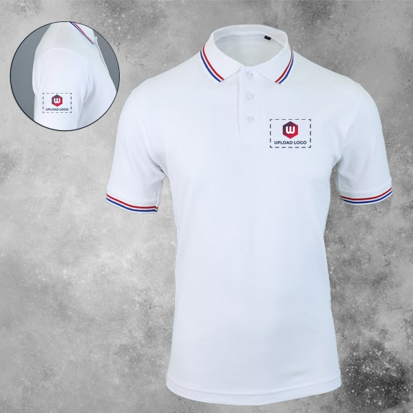 AWG Sport Giza Polo T-shirt for Men White – Custom Logo Left Chest & Right Arm