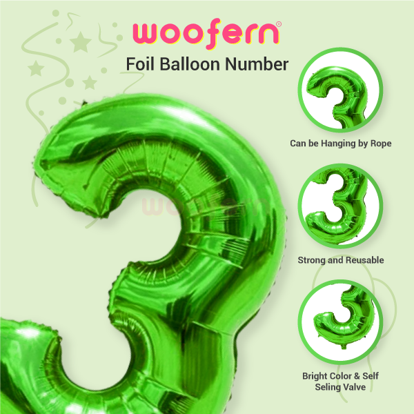 Foil Balloon Number 3 Green 16 inch-3