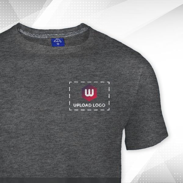 Ruffty Crew Neck Cotton T-shirt for Men Black Melange - Custom Logo Left Chest-1