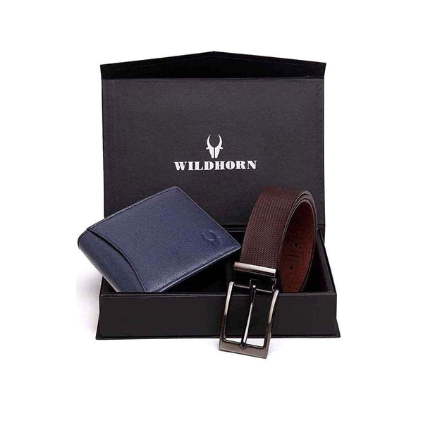 WILDHORN BATSVILLE Leather Wallet & Belt – Premium Gift for Men (Blue)