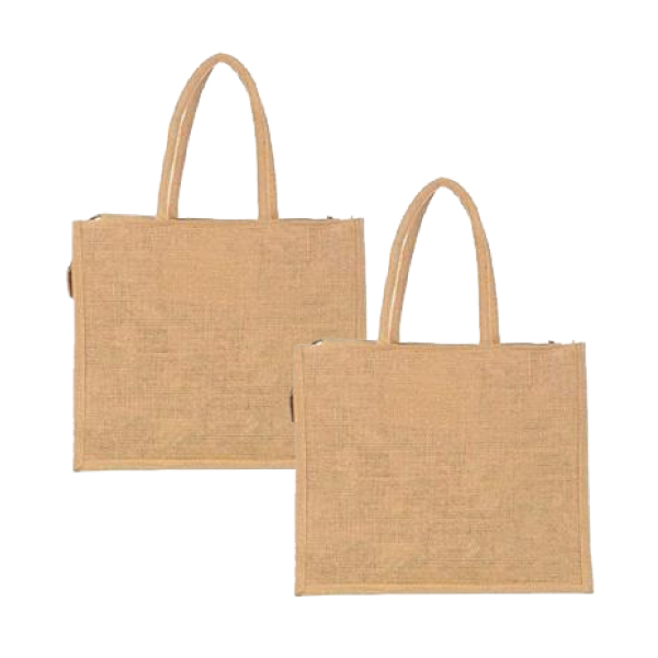 JUTELINE Eco-Friendly Jute Promotional Bags with Zipper | Size - 14*12*5 inch-1