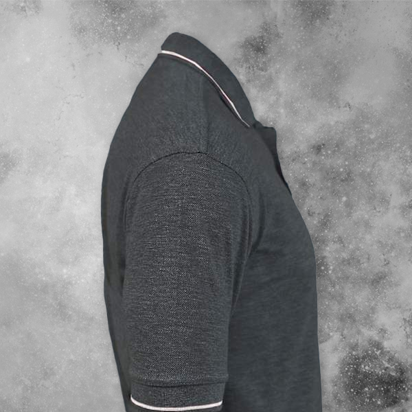 Scott Organic Cotton Polo T-Shirt for Men Charcoal Grey with White - Custom Logo Left Chest-2