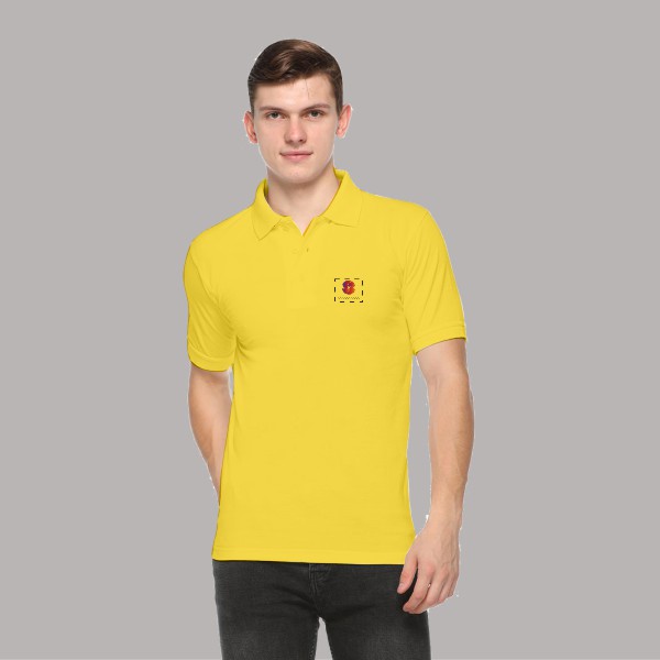 Embroidered FasTees Polo T-shirt for Men (Golden Yellow)-0