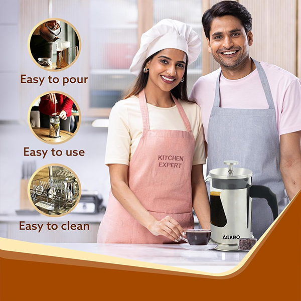 AGARO Crystal French Press Coffee Maker - 600 ML-3