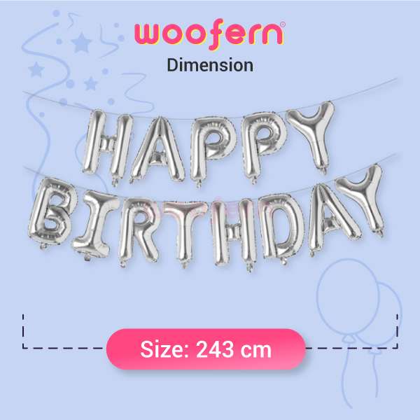 Happy Birthday 13 Pcs Letters Set Foil Balloon (Silver)-2