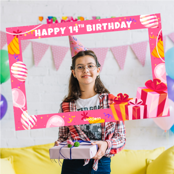 Pink-themed Selfie Photo Booth Frame Custom with year - Size -3*2-1