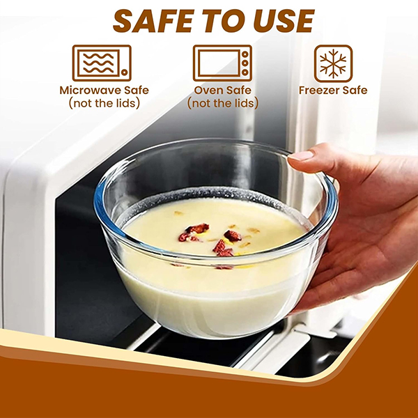 AGARO Borosilicate Glass Mixing Bowl with Lid 3 Pcs Set (500ml, 800ml &1600ml)-3