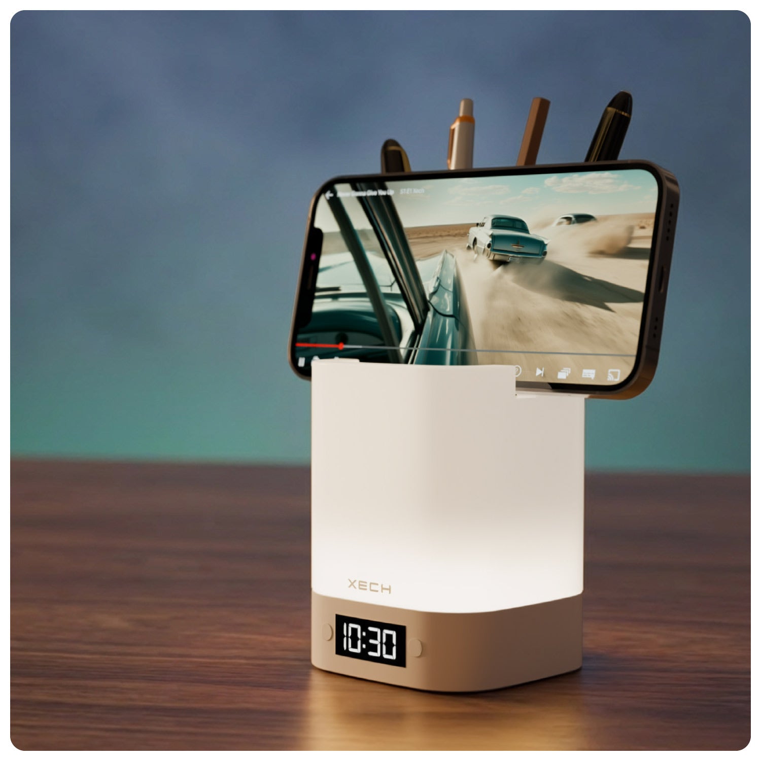 XECH Nova Digital Clock with Ambient Light & Desk Organizer-1