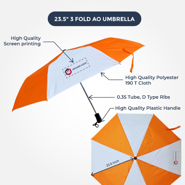 3 Fold AO Promotional Umbrella - 23.5 Inch-1
