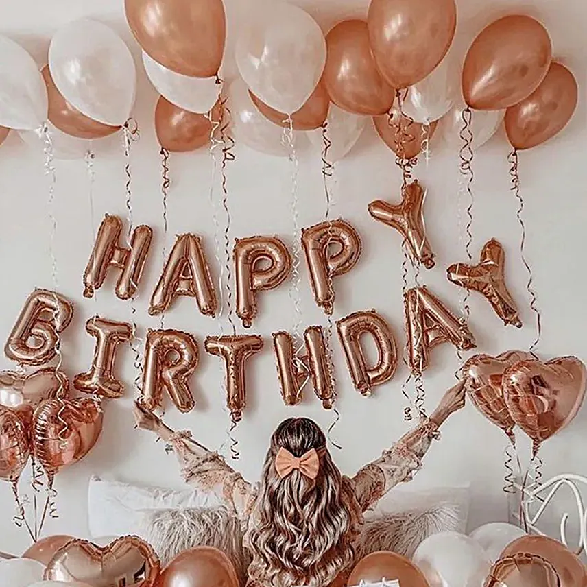 Rose Gold Balloon Birthday Surprise Decoration