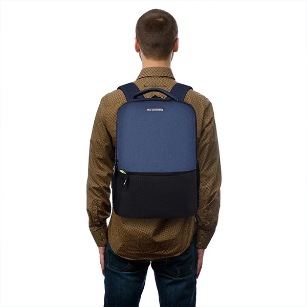 WILDHORN Munich Laptop Backpack (Blue Melange & Black)-4