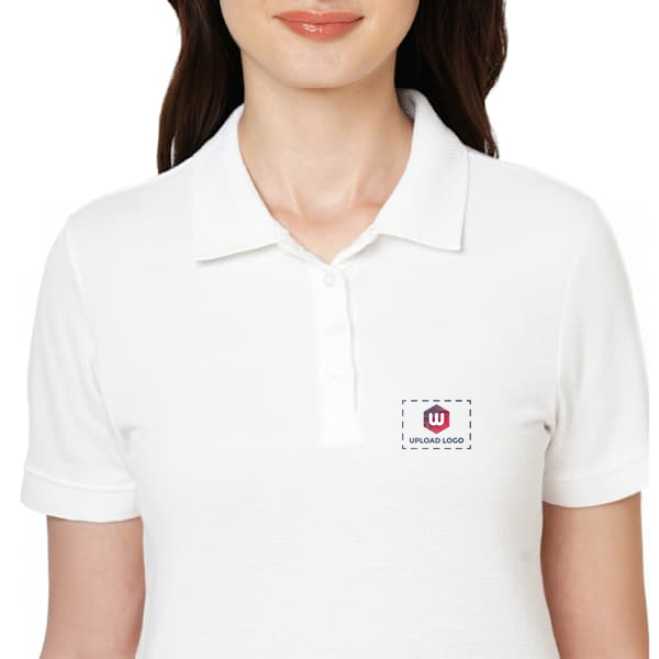 Vero Moda Jacquard Polo (White) - Customized Logo Left Chest-2