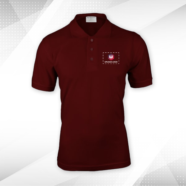 Embroidered Classic Polo T-shirt for Men Maroon – Custom Logo Left Chest