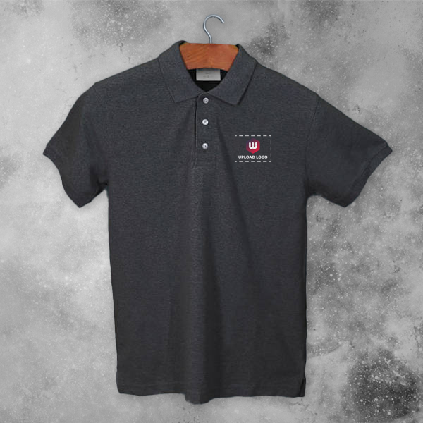 Embroidered Classic Polo T-shirt for Men Charcoal Grey– Custom Logo Left Chest-3