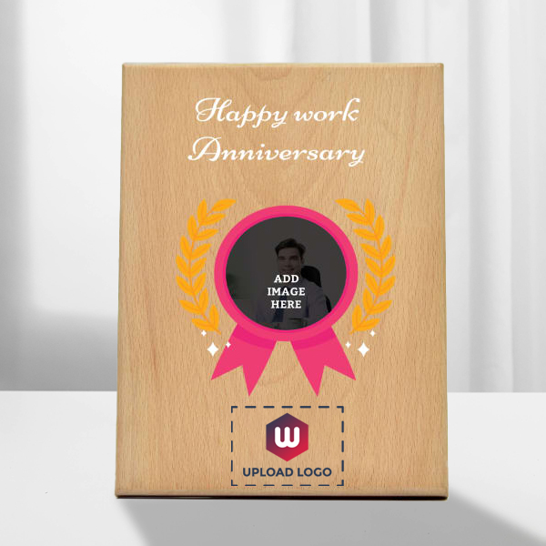Personalized Wooden Work Anniversary Frame for Employees - Custom Logo & Image-0