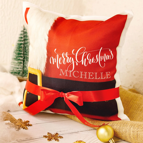 Merry Christmas Cushion with Customizable Name-0