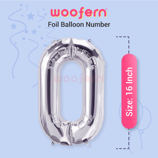 Number 0 Silver Foil Balloon 16 inch-2