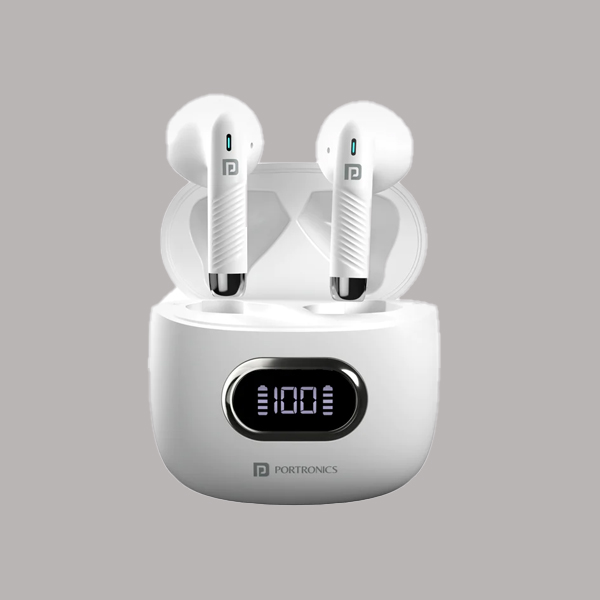 Portronics Harmonics Twins S9 Earbuds with Upto 30H Playtime (White)-0