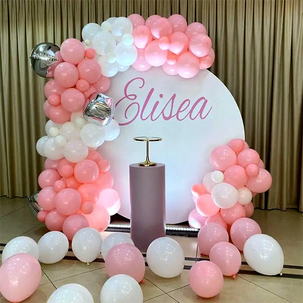 Pink & White Balloon Arch Backdrop