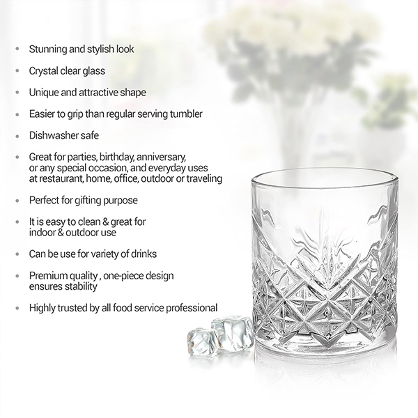 MILTON Spirits Gift Set, Polar Ice Storage Pail and Tong 1.5 liters with Edford Glass Tumbler Set of 4, 340 ml Each - Marble Grey-5