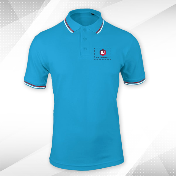 AWG Sport Giza Polo T-shirt for Men Turquoise Blue – Custom Logo Left Chest