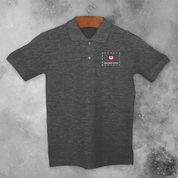 Six Degrees Cotton Polo T-shirt for Men (Charcoal Grey) - Custom Logo Left Chest & Right Arm-3