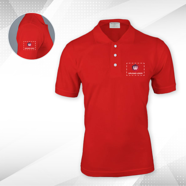 Embroidered Classic Polo T-shirt for Men Red – Custom Logo Left Chest & Right Arm