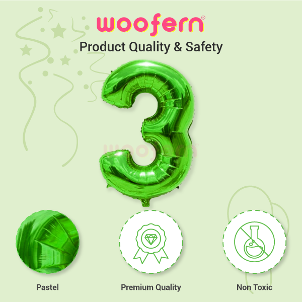 Foil Balloon Number 3 Green 16 inch-4