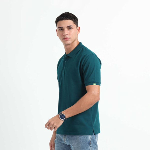 Caslay Organic Polo T-Shirt (Petrol Blue)-1