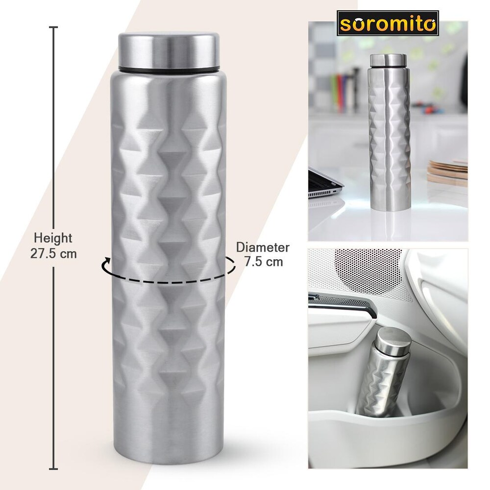 Stainless Steel Bottle 750ml Leak Proof Geometric Prism-1
