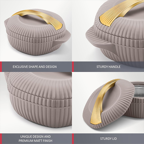 MILTON Oyster Jr. Gift Set PU Insulated Casserole - Set of 3 (500 ml, 1000 ml, 1500 ml) - Taupe-5