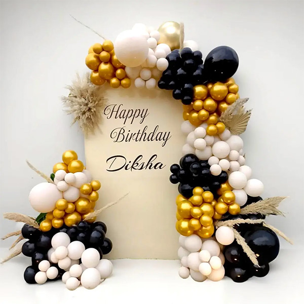 Luxury Black & Gold Birthday Balloon Arch